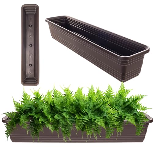 KADAX Blumenkasten 80 cm, Mokka – Balkontopf aus Kunststoff, witterungsbeständiger Pflanzkasten, Blumentopf, Geländerkasten für Blumen, Kräuter und Pflanzen