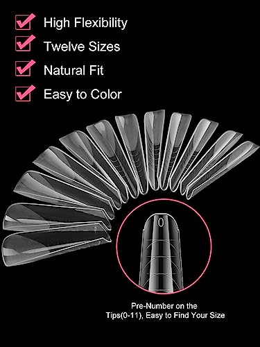 EBANKU 120 PCS Clear Matte Dual Nail Forms System Coffin Nail Mold Tips Acrylic Stiletto Nail Extension Tools for Nail Art Salon Nails Design - Image 3