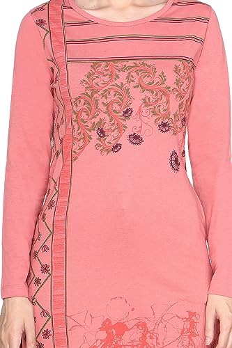Image of Women Printed Full Sleeve Cotton Tshirt with Side Slits & Pocket | Small - 7XL Size