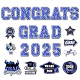25pcs Congrats Grad Car Magnets, Waterproof Senior Graduation Cruise Door Refrigerator Stickers, Magnetic for Fridge Garage Door Metal Surfaces, Class of 2025 Party Supplies and Decorations(Blue)
