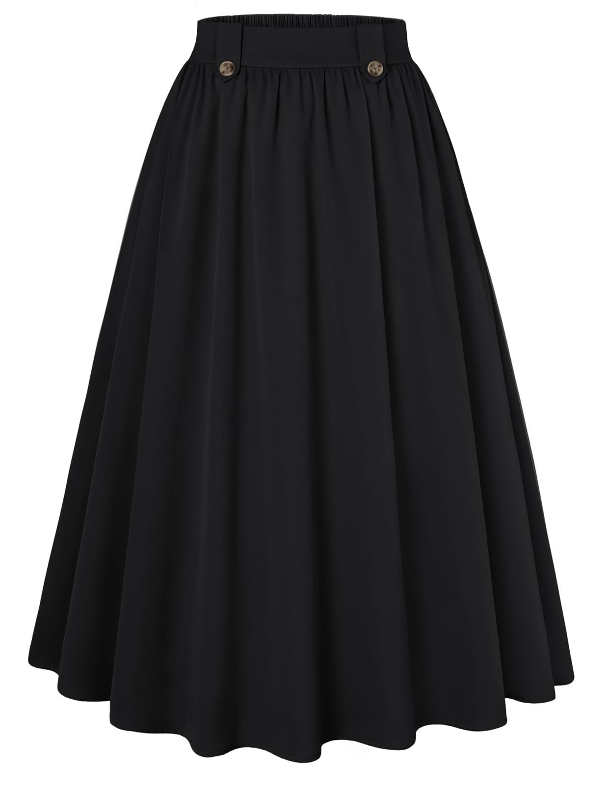 Belle Poque Womens Midi Skirt with Pockets Vintage A Line High Waisted Flowy Pleated Swing Skirts for Office