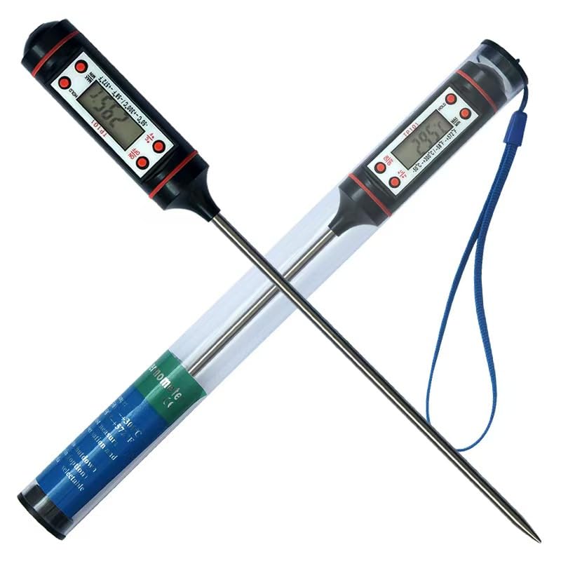 Digital Meat Thermometer with Long Probe, LCD Display, Instant Read for Kitchen, BBQ, Grill(Black)