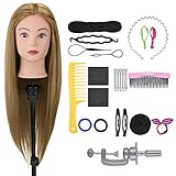 💝【Material de pelo】Cabeza de maniquí con 60% de cabello humano.Su cabello puede ser alisado, planchado, peinado, trenzado y estilizado.Puedes diseñar el peinado.