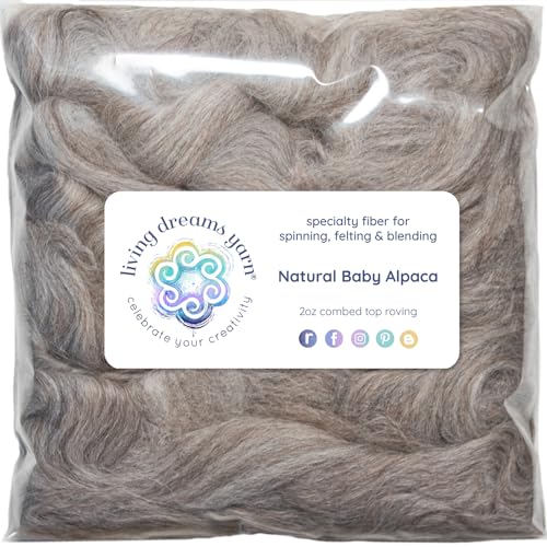 Image of Baby Alpaca Fiber for Spinning, Blending, Felting & Dyeing. Natural Combed Top Roving, Grey.