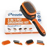 Poozle 5 in 1 Pet Grooming Kit. Interchangeable Pet Bath & Massage brush, Dematting & Deshedding com