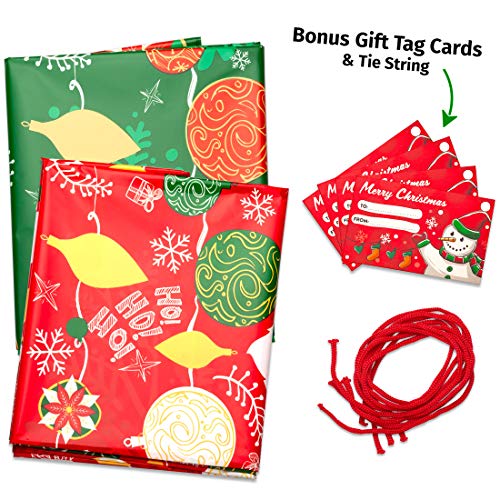 Christmas Large Gift Bags – Set of 4 Xmas Present Wrapping 36”x44” Jumbo Extra Large Christmas - Gift Bag Plastic Giant Gift Bags for Huge Gifts - Heavy Duty Big Gift Sack Set with Tags & String Ties - Thumbnail 6