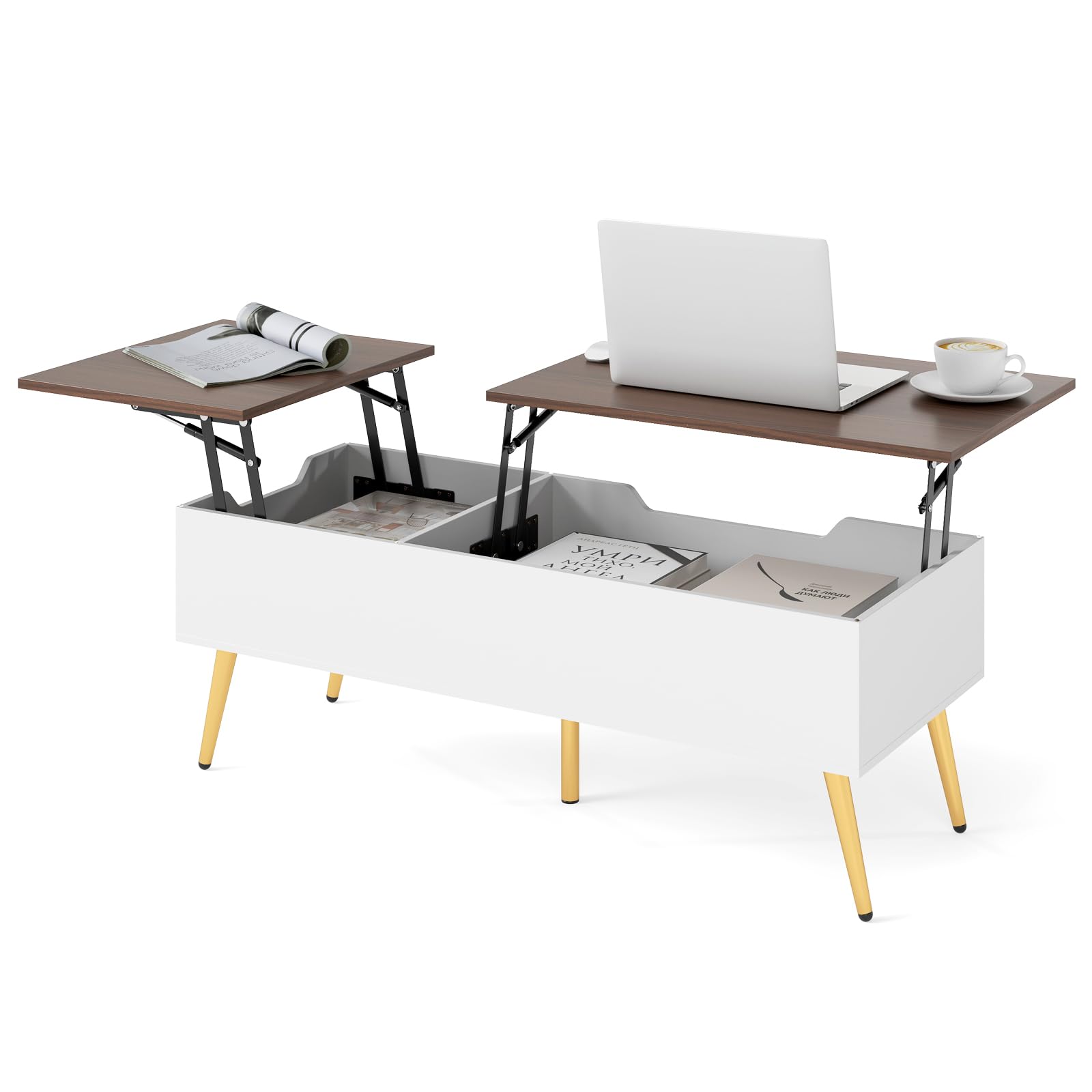 Salontafel 6 in 1, Walnoot tafel, eettafel, Uitschuifbare salontafel, Toscana Salontafel 6 in 1, Walnoot tafel, eettafel, Uitschuifbare salontafel, Toscana