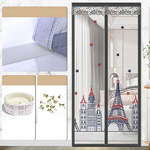 Moustiquaire de porte magnétique 130x220cm rideau anti-moustique noir
