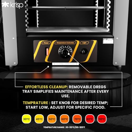 Image of KRISP 750W 50-Liter Food Display Warmer | 3 Layers | Commercial Catering Hot Box | Keep Your Pizza, Pastries, Patties, and More Warm | Stylish Black-Grey Design | 1-Year Warranty