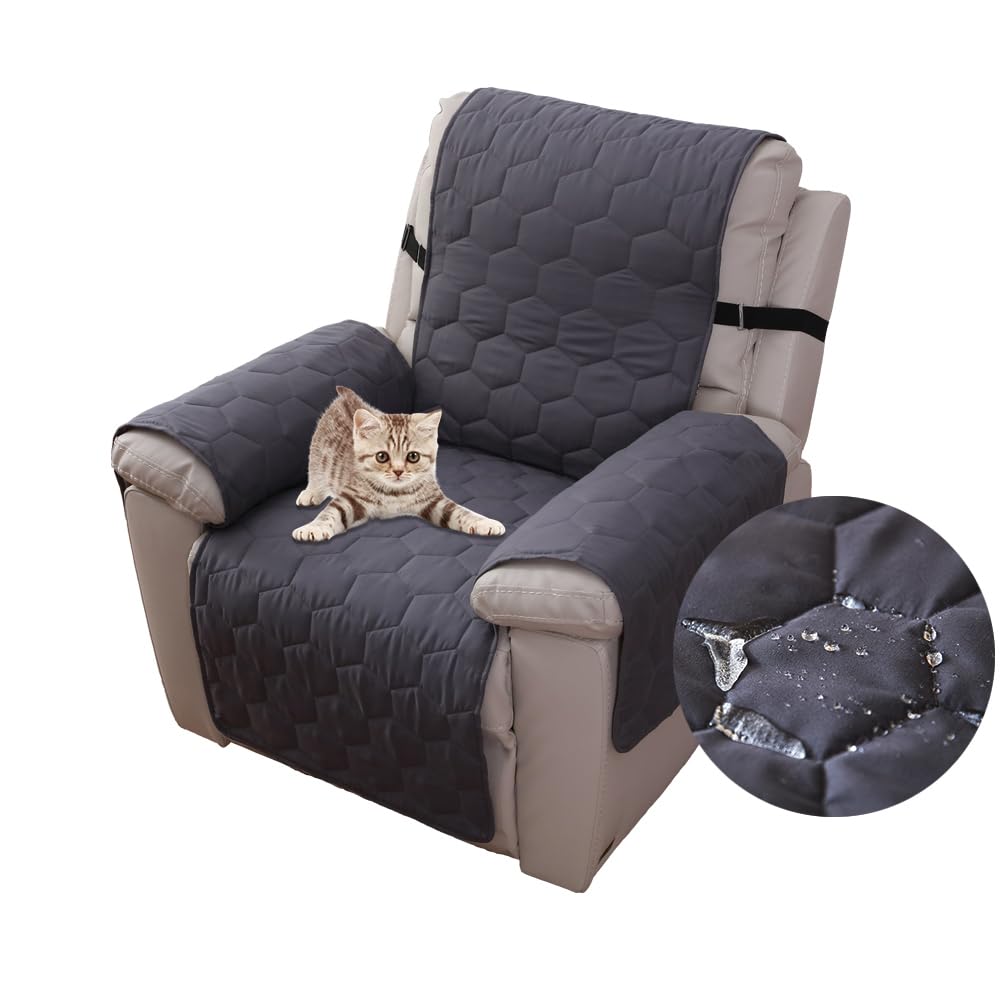 Fansu Funda de Sillón Relax 1 Plaza, Impermeable Sillón Relax Funda Reclinable, Cubre sofá, Extraíbles y Lavables Protector sofá Acolchado (Antracita)