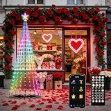 Outdoor Prelit LED Waterproof Smart Christmas Cone Tree with RemoteTimer App Control Valentines Tree Mystical Glow String Lights Arbol de Navidad Outside Decor year round outdoor lights for house