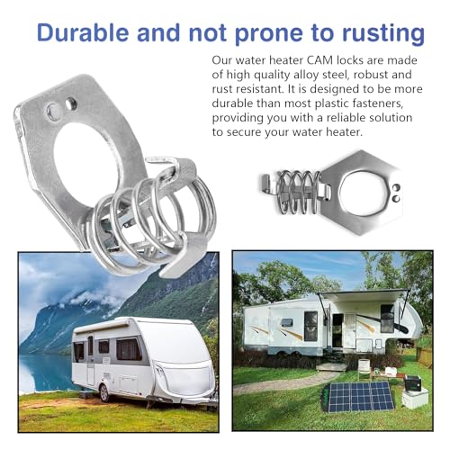 Image of Downhill 2 PCS Water Heater Cam Lock, RV Door Latch Assembly, Heater Valve Bracket Replacement, Universal Stainless Steel Heater Fastener for Motor Home Caravan (Silver)
