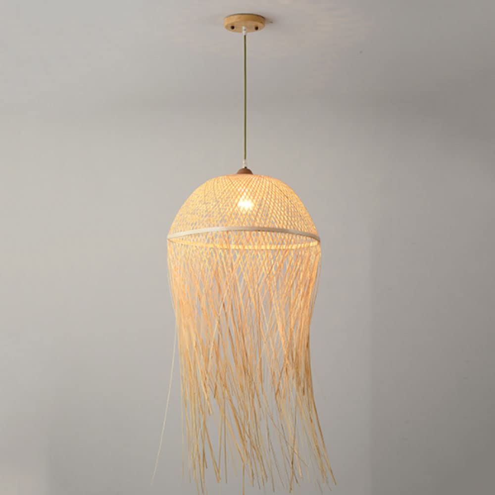 LYMSXAZOU Creative Rattan Chandelier Farmhouse Wicker Pendant Lighting Shade Southeast Asia Style Tropical Coastal Hanging Lamp Bamboo Basket Light For Dining Room Kitchen Island