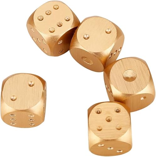 Miniatura 8 de Juego de dados de metal de 6 caras, juego de dados con caja de almacenamiento, juego de mesa, juegos de póquer, accesorios de dados (caja dorada)
