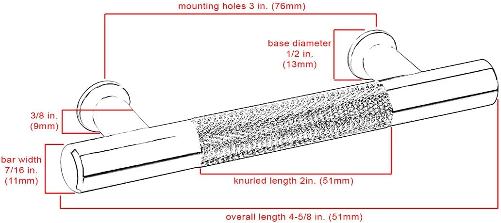 Limited Discount #1650-76 CKP Brand Linear Aluminum 3 in. (76mm) Knurled Pull, Polished Chrome - 10 Pack