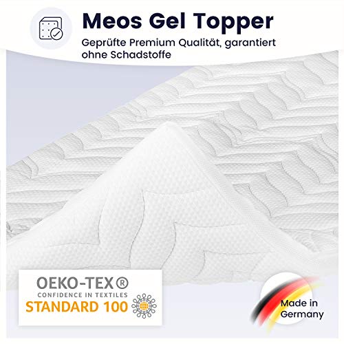 Meos® Gel-Schaum Topper 90x200cm für Matratzen & Boxspringbett - Made in Germany - hohes RG 50 - Bezug bis 60°C waschbar - Matratzenauflage (90 x 200 cm)
