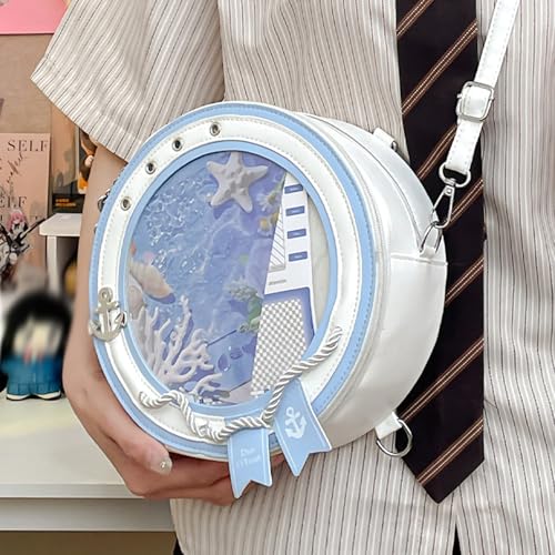 Round ita Bag Shape Aesthetic Purse Cute Anime Sailor PU Leather Crossbody pin Bag4