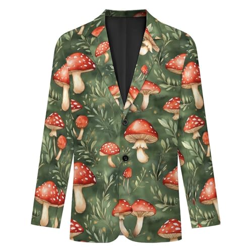 Cute Mushrooms Mens Suit Jacket Lapel Blazers V Neck Button Business Coat Tuxedo for Wedding Party4