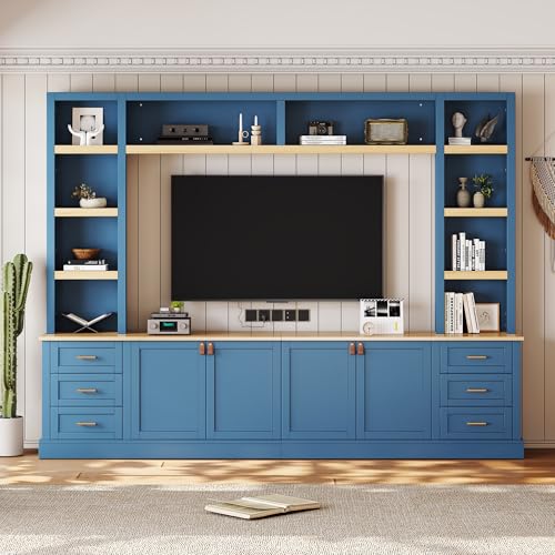 Media Console With Bridge For Living Room, Blue