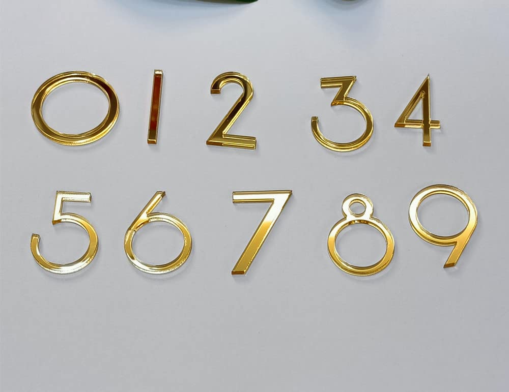 12 Pcs Arabic Acrylic Numerals for a Wall Clock,Arabic Laser Cut Numbers(4CM, Gold Mirror)