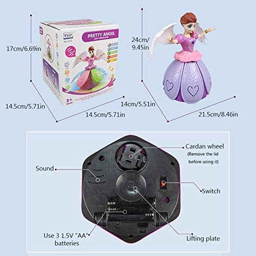 Image of Dancing Miracle Princess Toy Doll with Wings Interactive Revolving Cute Doll Colorful LED Lights and Music for Girls