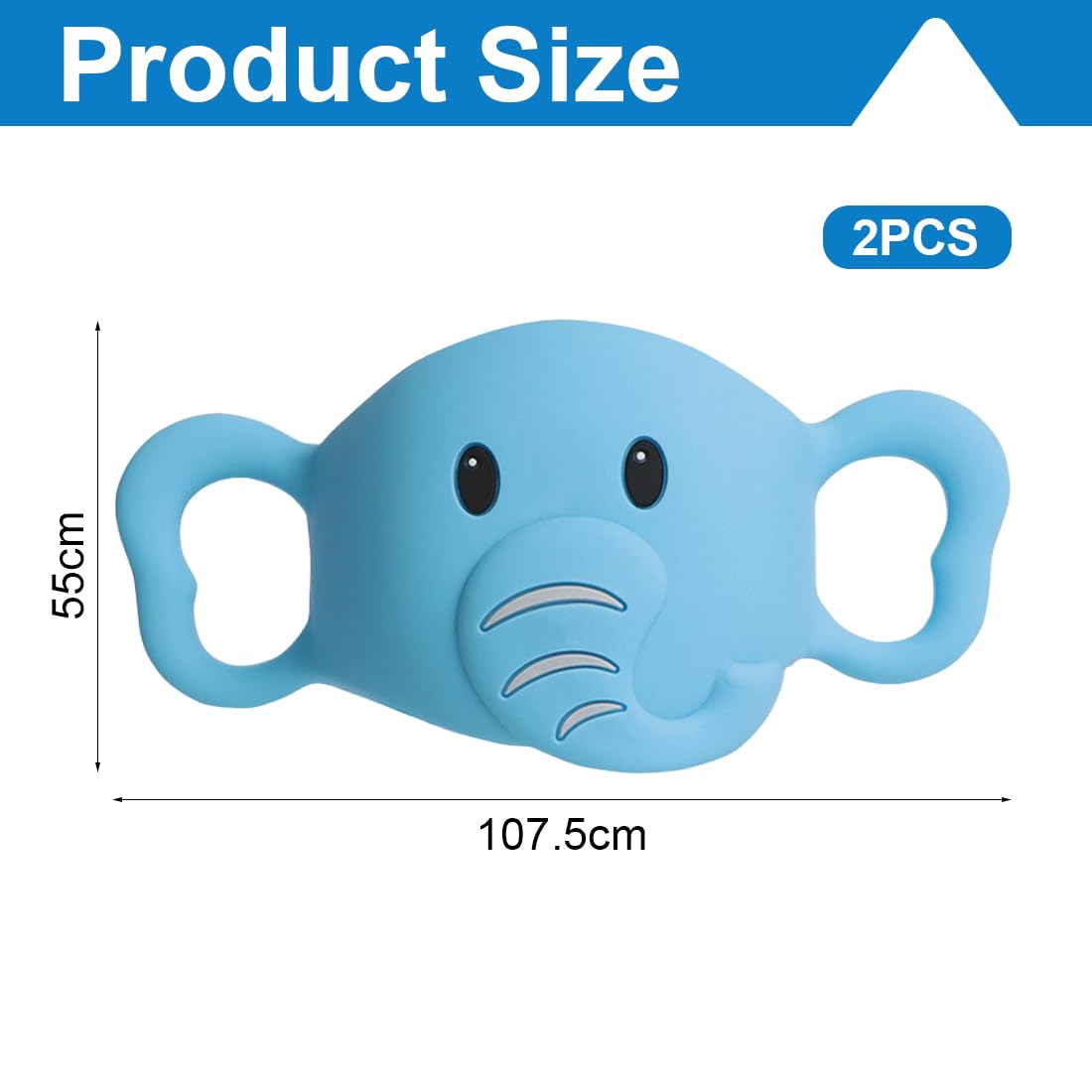 SGERUFZ 2 Maniglia Universale per Biberon, Maniglia Elefante Blu, Maniglia in Silicone, Taglia Universale