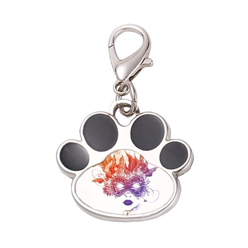 DIYthinker?Grace Head Happy Carnival Of Venice Pet Tag Keychain Dog Cat ID