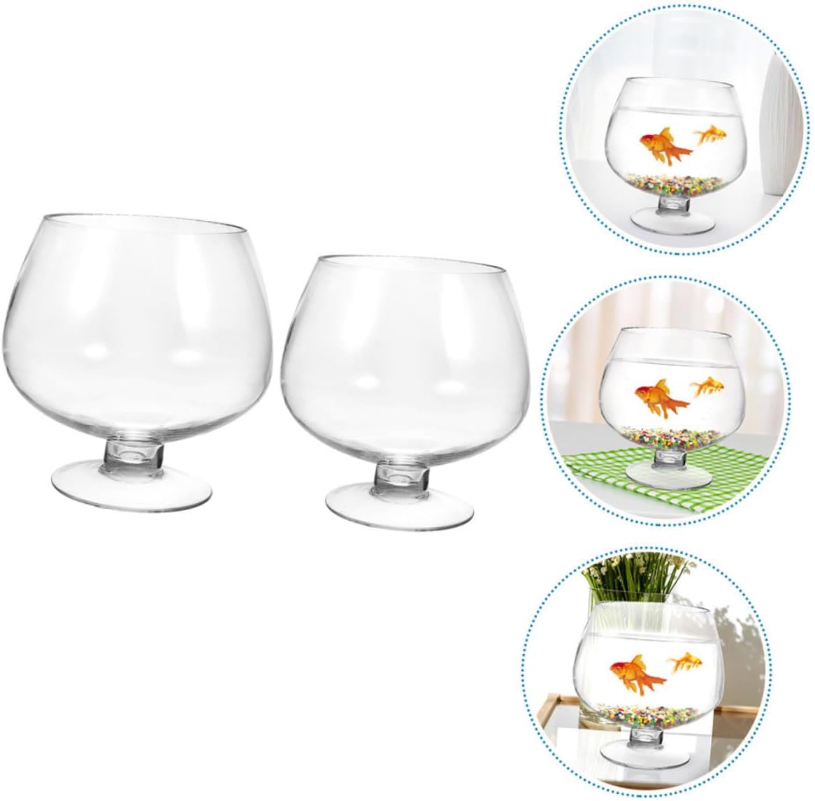 2pcs Transparent Tank and Planter Multi-Function Betta Fish Bowl for Home Decor Easy to Clean for Aquatic Display and Landscape