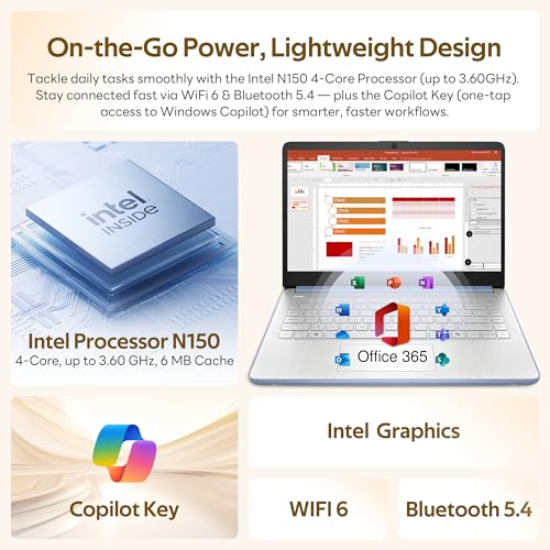 Image of HP Flagship 14 inch Laptop with AI Copilot for Student, 13th Gen Intel 4-Core, 4GB DDR4, 256GB Storage(128GB UFS+128GB Docking Station), Intel Graphics, Webcam, 1 Year Office 365, WiFi 6, Win 11 S, Blue