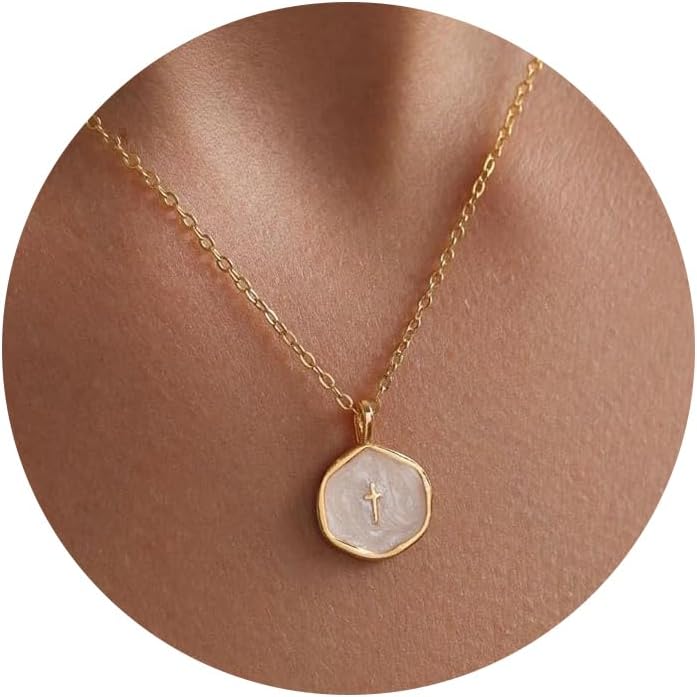 CHESKY Cross/Haert Necklace for Women Trendy, Dainty 14K Gold Plated Cross/Heart Pendant Necklace Cute Charm Choker Christian Necklace Religious Jewelry for Women Gifts