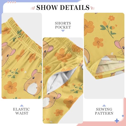 Pajama Pants Little Hamsters Flowers PJ Bottoms Sleepwear Lounge Sleep Pant with Pockets4