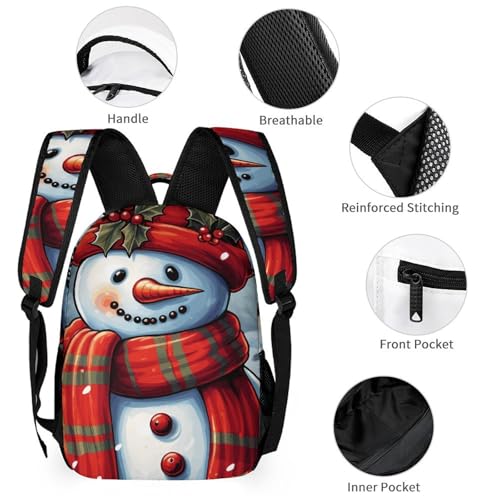 Red Snowman Scraf Backpack Set Lightweight Bag Lunch Box Pencil Bags for Women Men Bookbags 3 in 13