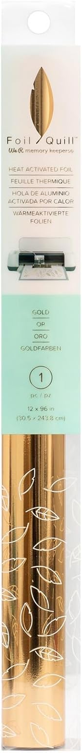We Quill-12 x96 Roll, New 2019, Foil Crafts, for Electronic Cutting Machines Cricut, Silhouette & Brother, Papercrafts, DIY, Home Décor, Upcycling, Stationery, Gold, One