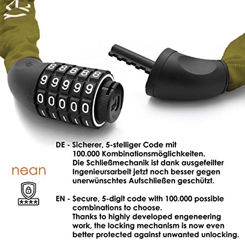 Nean Lucchetto con combinazione, con catena in