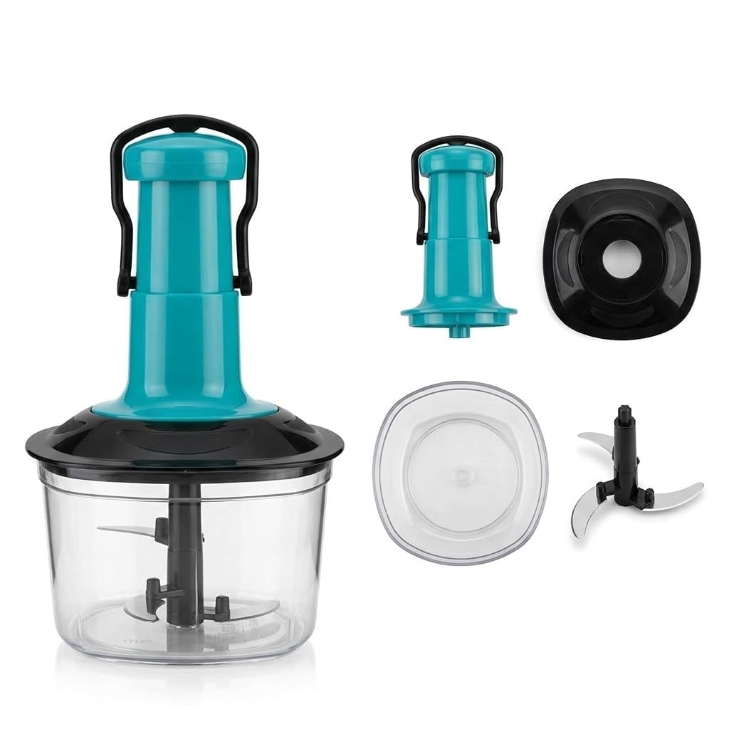 Pro Push Chopper Manual Hand Press Vegetable Chopper | 3 Extra-Sharp Steel Blades | No Electricity | Chops Onion, Tomato, Ginger, Garlic, Fruits & Nuts | Stylish | Food-Grade | Kitchen Chopper Cutter-image-42