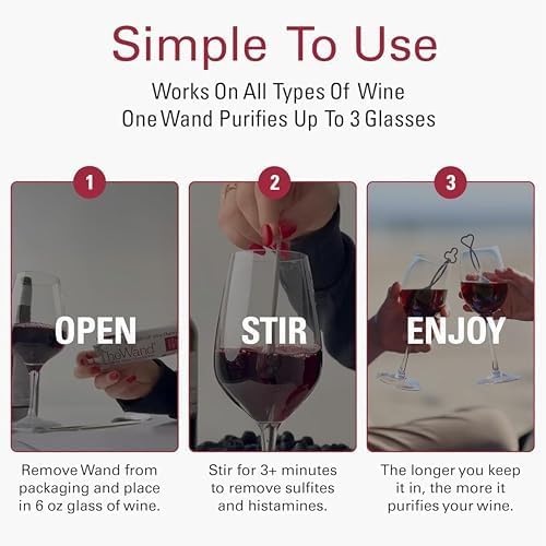 Image of PureWine The Wand Wine Purifier, Removes Histamines & Sulfites-8 Pink Wands