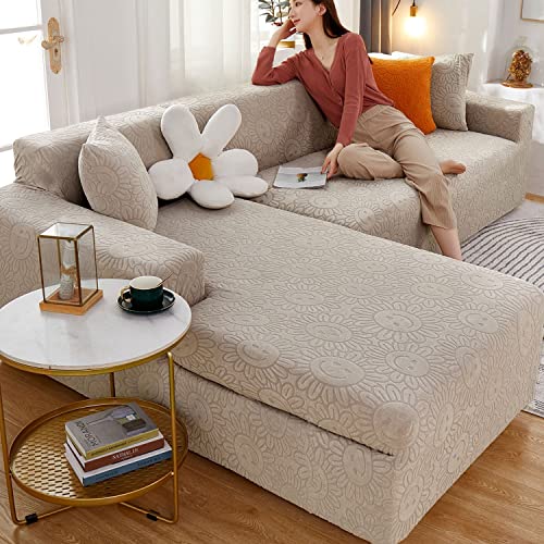 Grau couchbezug l form für Ecksofa sofa überzug l form Sofabezüge sofabezug ecksofa für Wohnzimmer,Stretch sofa überzug 3 sitzer sofaüberwurf Möbelschutzbezüge für Hunde mit 2 Kissenbezügen Cover