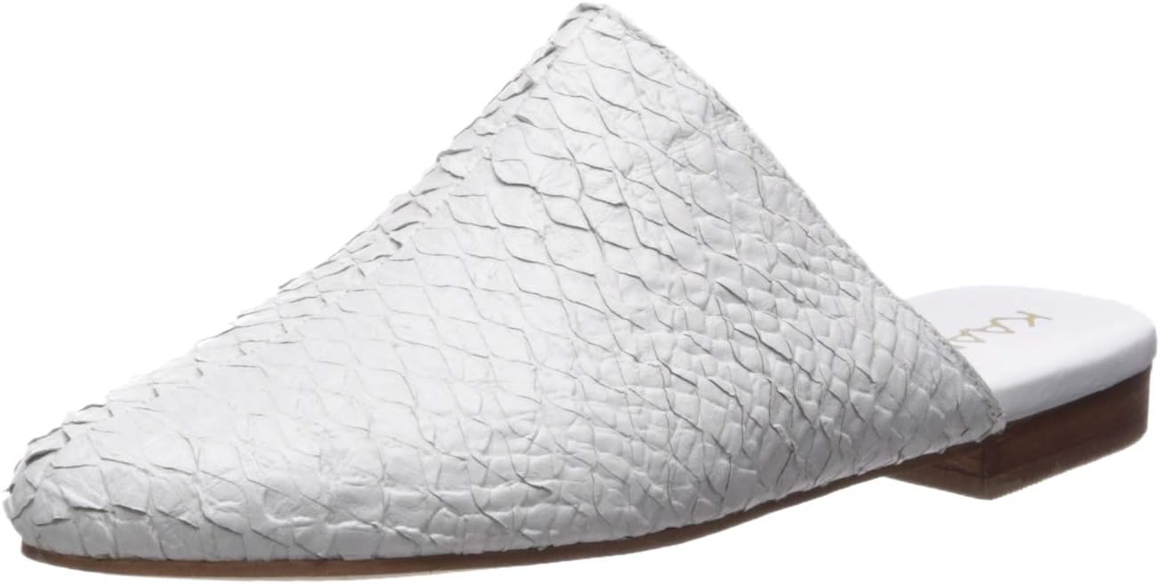 KAANAS Women's Genoa Snake Skin Mule Slide Shoe Loafer Flat, Ivory, 7 Regular US