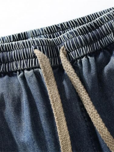 Men's Summer Jeans Lightweight Washed Straight Denim Pants Wide Leg Baggy Trousers4