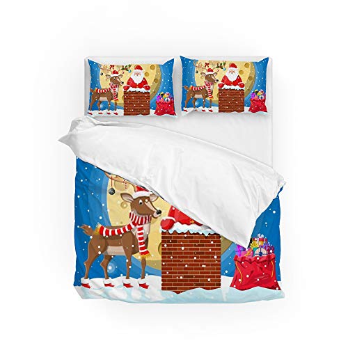 Parure de lit Père Noël double en polyester pour toutes saisons