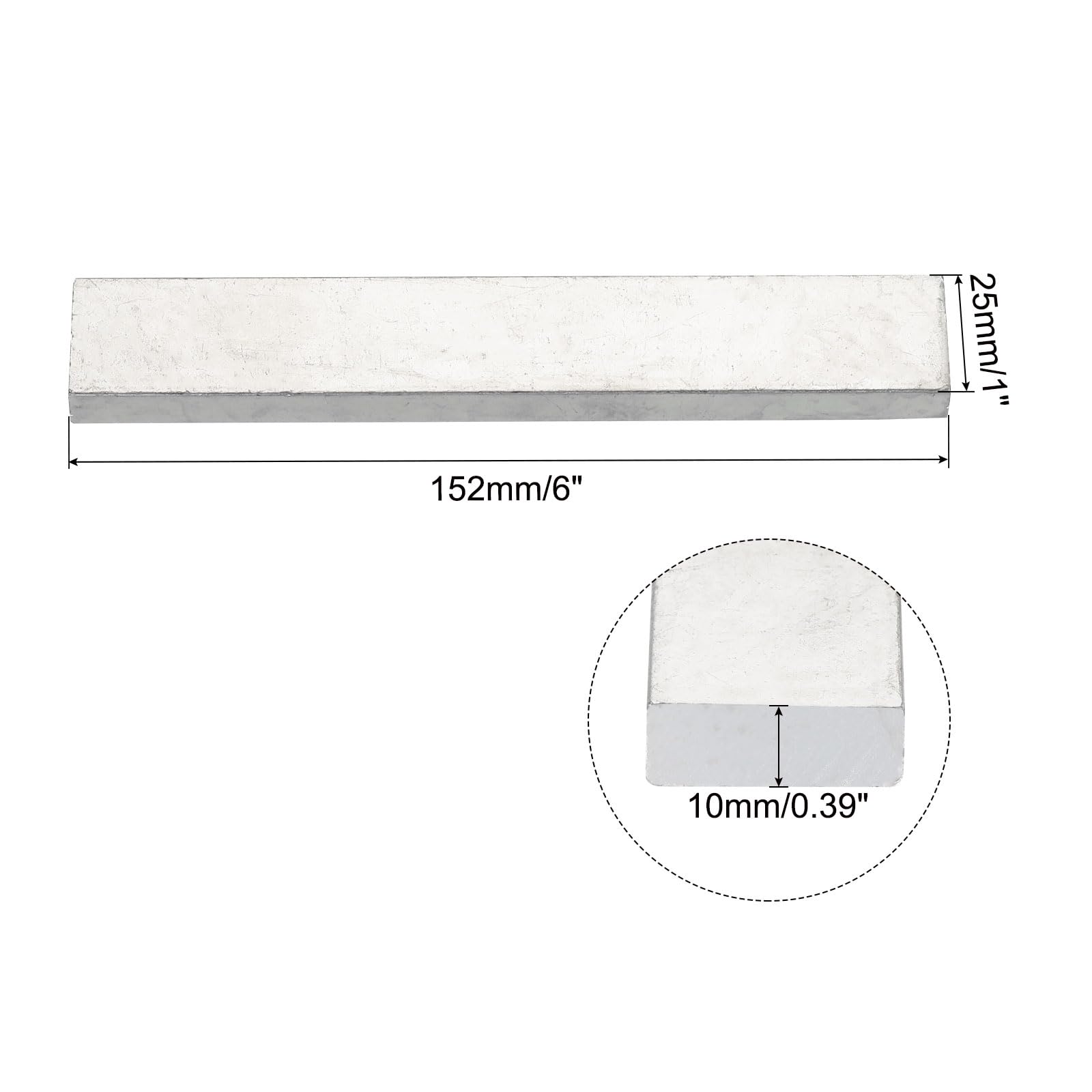 QUARKZMAN 1pcs 6" x 1" Cuivre Plat Barre,2/5" Épaisseur Étamé Cuivre Barre Stockage pour Mise Terre Systèmes Architectural Projets