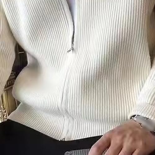 Men's Knitted Solid Cardigan Classic Sweater Full Zip Loose Fit Casual Sweater Ribbed Long Sleeve Sweaters4