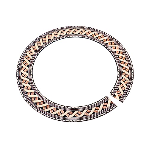 VANZACK Wooden Guitar Rosette Decal Sound Hole Inlay Strips for Acoustic Classical Guitars Easy to Apply Laminated Design Curved Strips for Vibrant Finish