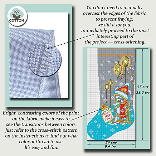 Cross Stitch Kits For Adults, Stamped Personalized Christmas Stockings, Cute Xmas Bear, Needlepoint Counted Easy Simple Cross-Stitch Patterns For Beginners, Embroidery Kit For Holiday Home Decor Diy #TOP5