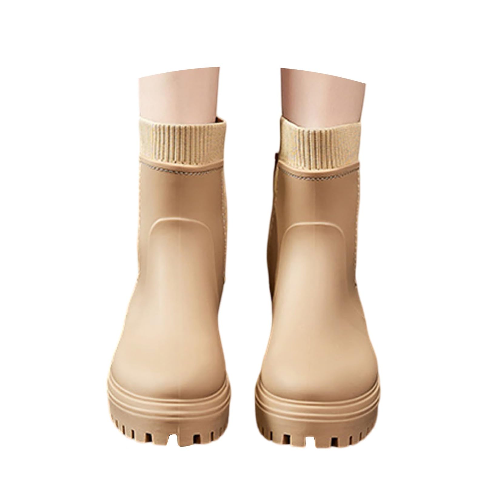 Botas de goma para mujer, media altura, suela gruesa, botas de lluvia