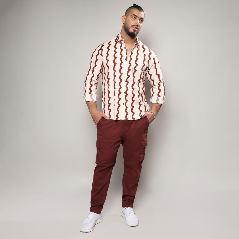Image of Instafab Plus Men's Shirt for Casual Wear | Spread Collar | Long Sleeve | Button Closure | Plus-Size Fit | Cotton Shirt Crafted with Comfort Fit for Everyday Wear