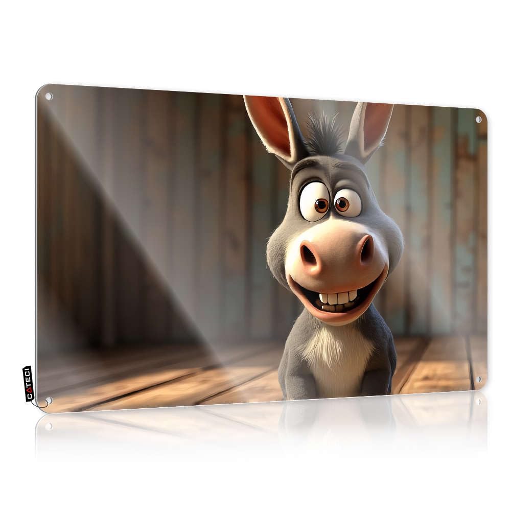 Hippie Tin Metal Decor, Beer Decor Waterproof A Cheerful Animated Donkey Smiles Brightly. | Farmhouse Terrace Decor(20X30CM)