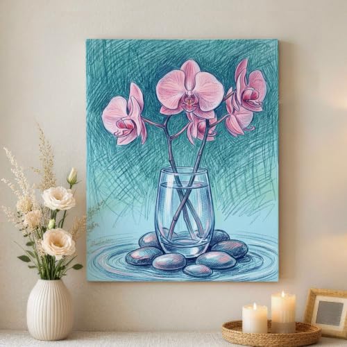 Decoración moderna del hogar con cuadro de orquídeas en lienzo estético de alta definición