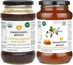 INDIGENOUS HONEY Certified Organic Raw Honey 500 gram With Tulsi Basil Raw Natural Honey 530 gram