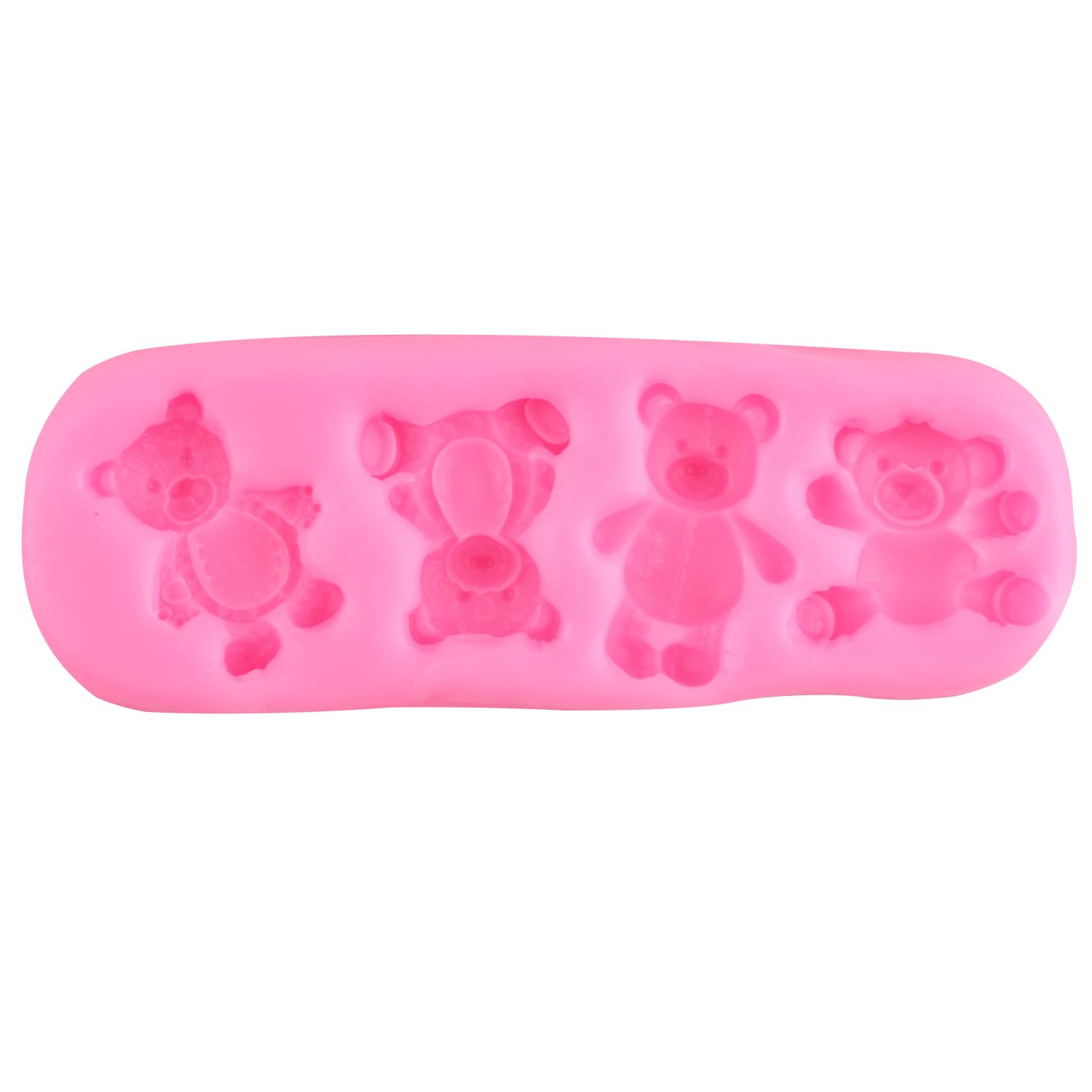 Juego de 5 moldes de silicona con forma de oso para fondant, con perlas semicirculares, para chocolate, caramelos, para baby shower, decoración de pasteles, decoración de cupcakes, pasta de